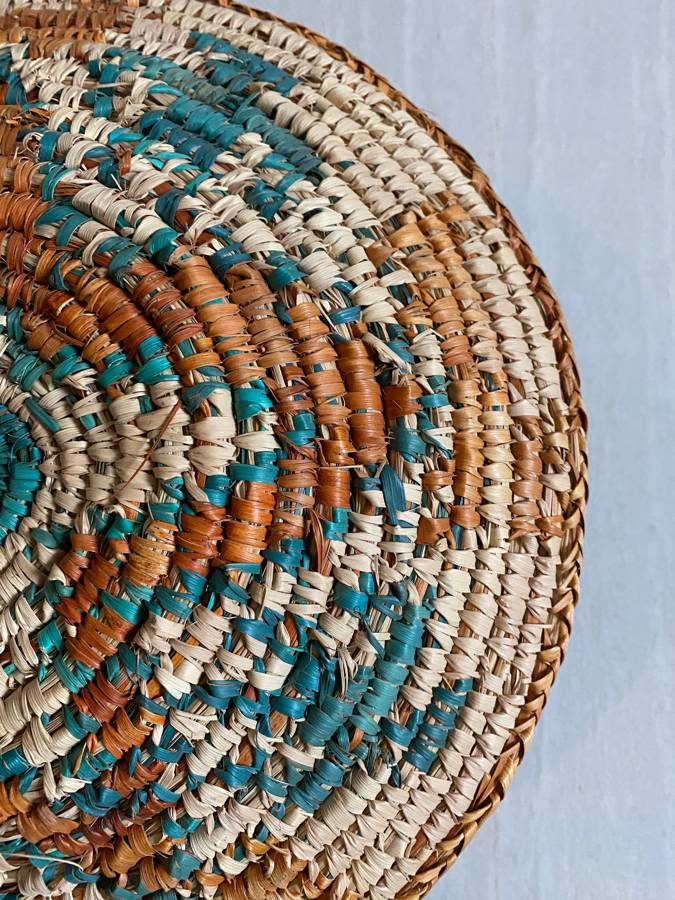 Woven Flat Basket - Turquoise : Turquoise